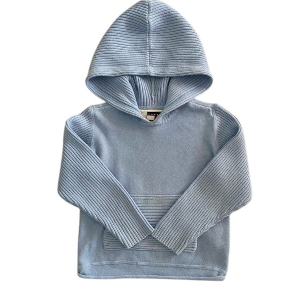 Tommy Hilfiger Blue Ribbed Knit Hoodie Sweater size 4T